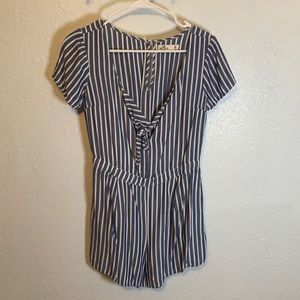 Striped blue and white romper